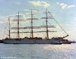 ID 2060 SEDOV (1921, ex-KOMMODORE JOHNSON, MAGDALENE VINNEN) was handed to the Russians in 1945. Based in Murmansk, the four-masted barque carries 4192 sq. metres of sail. She is seen arriving at Portsmouth,...